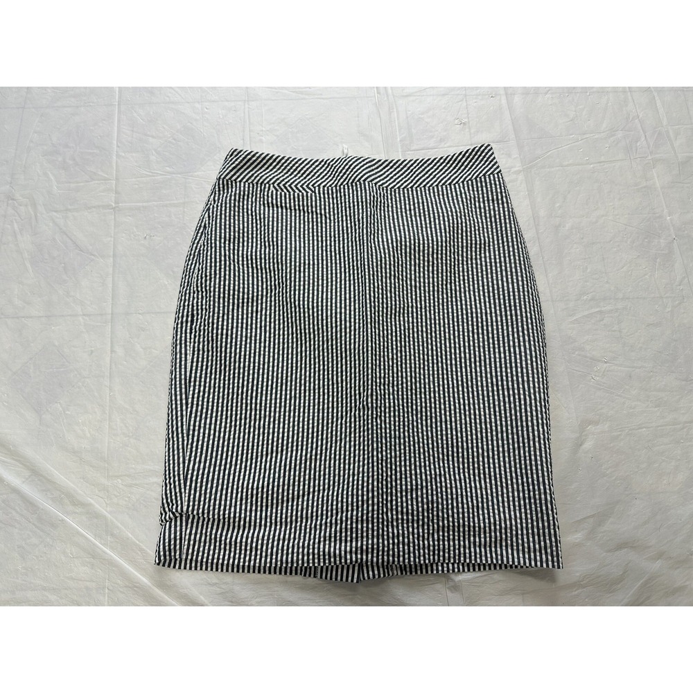 J. Crew Seersucker Pencil Skirt Women's 2 Gray White Striped 100% Cotton
